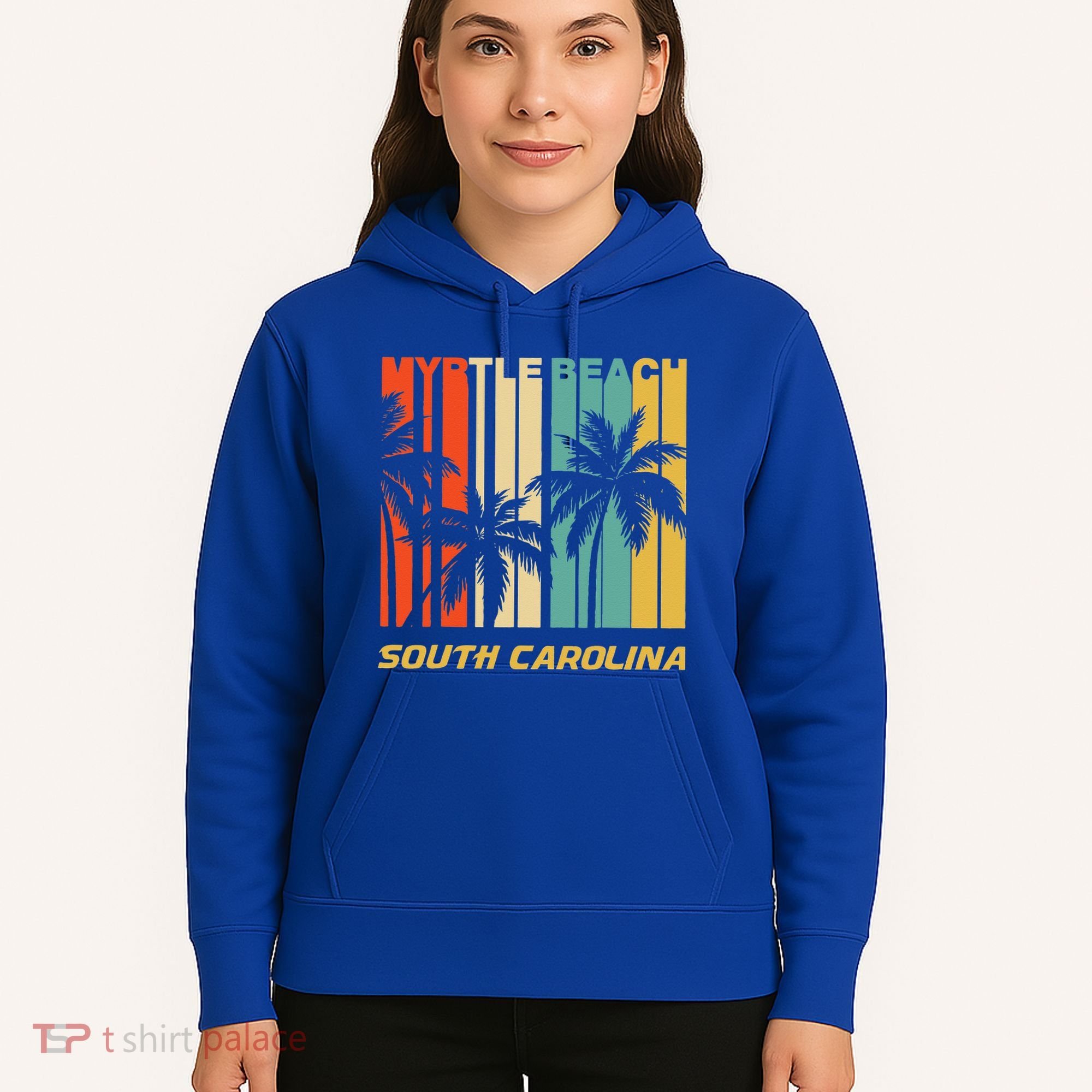 Retro Myrtle Beach South Carolina Palm Trees Vacation Hoodie