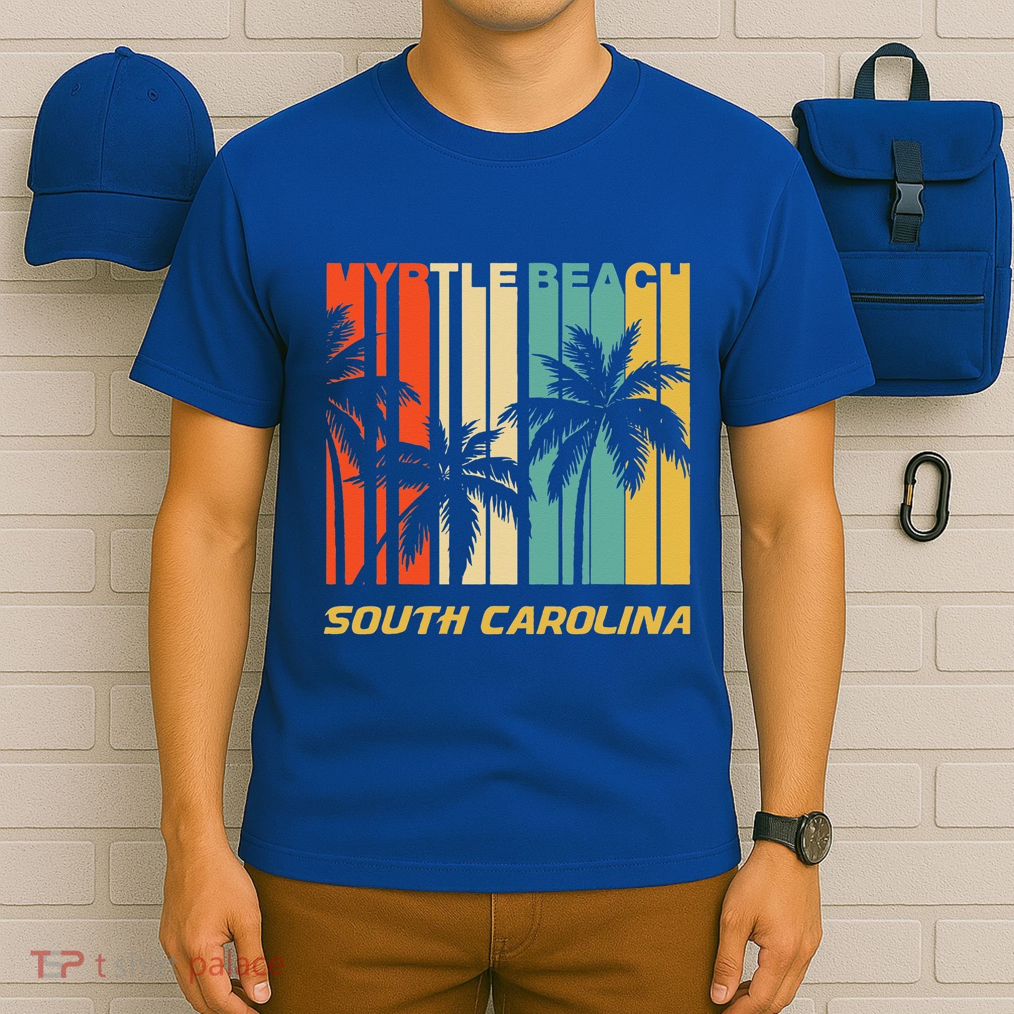 Retro Myrtle Beach South Carolina Palm Trees Vacation T-Shirt