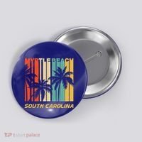 Retro Myrtle Beach South Carolina Palm Trees Vacation Button thumb 0