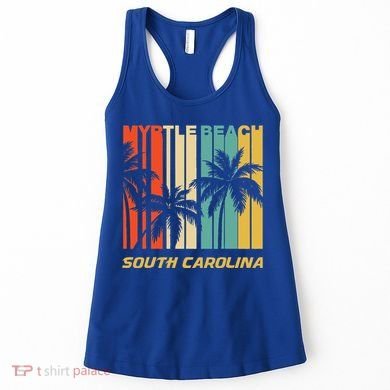 Retro Myrtle Beach South Carolina Palm Trees Vacation Women's Tank Top