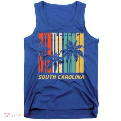 Retro Myrtle Beach South Carolina Palm Trees Vacation Tank Top