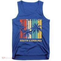 Retro Myrtle Beach South Carolina Palm Trees Vacation Tank Top thumb 0