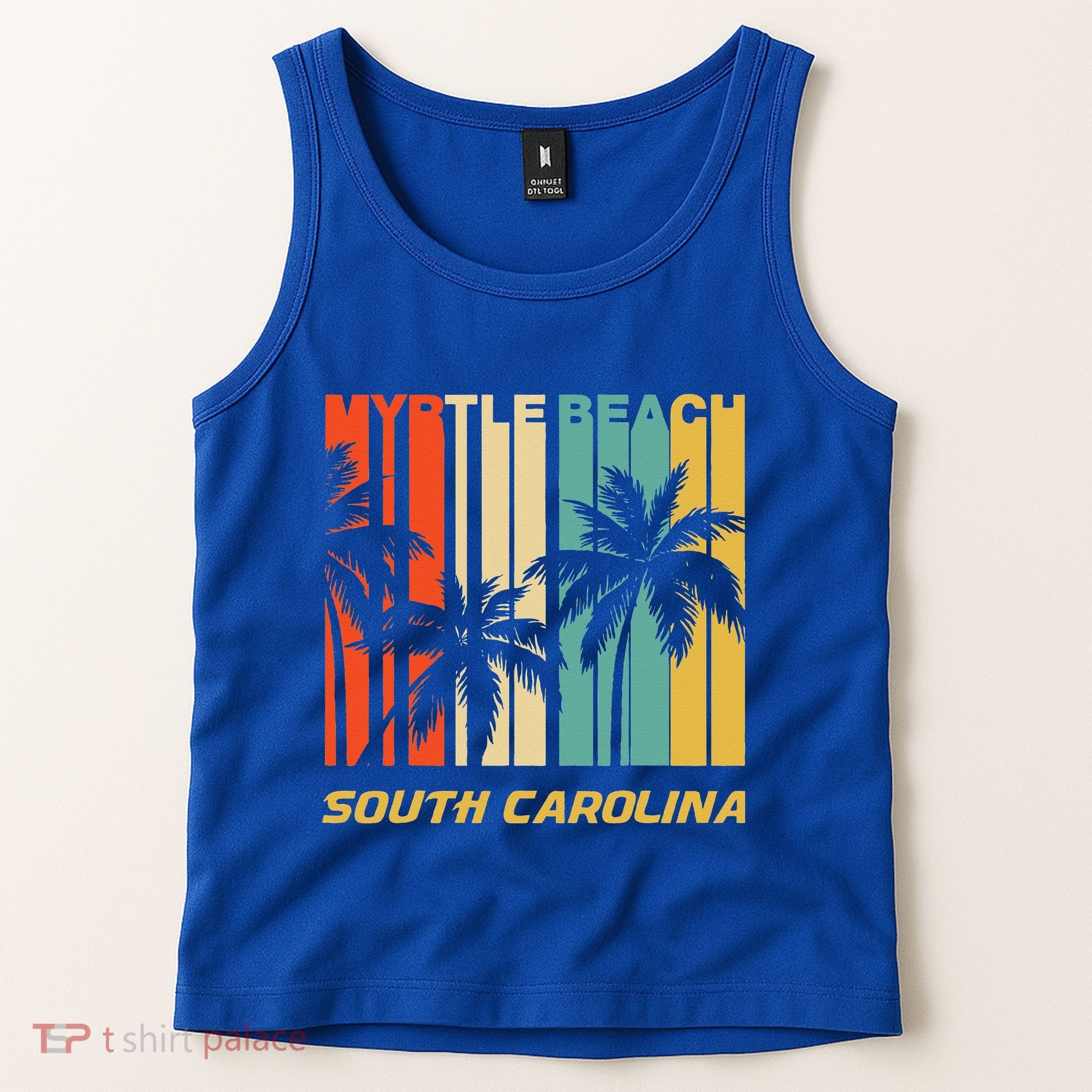Retro Myrtle Beach South Carolina Palm Trees Vacation Tank Top