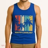 Retro Myrtle Beach South Carolina Palm Trees Vacation Tank Top thumb 3
