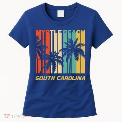 Retro Myrtle Beach South Carolina Palm Trees Vacation Women's T-Shirt