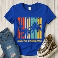 Retro Myrtle Beach South Carolina Palm Trees Vacation Women's T-Shirt thumb 3