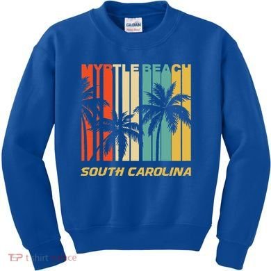 Retro Myrtle Beach South Carolina Palm Trees Vacation Kids Sweatshirt