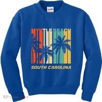 Retro Myrtle Beach South Carolina Palm Trees Vacation Kids Sweatshirt thumb 0