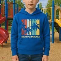Retro Myrtle Beach South Carolina Palm Trees Vacation Kids Hoodie thumb 2