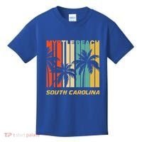 Retro Myrtle Beach South Carolina Palm Trees Vacation Kids T-Shirt thumb 0