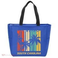 Retro Myrtle Beach South Carolina Palm Trees Vacation Tote Bag thumb 0