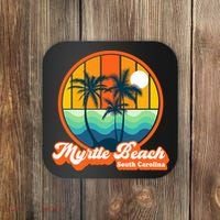 Retro Myrtle Beach South Carolina Summer 90s Beach Souvenirs Coaster thumb 0