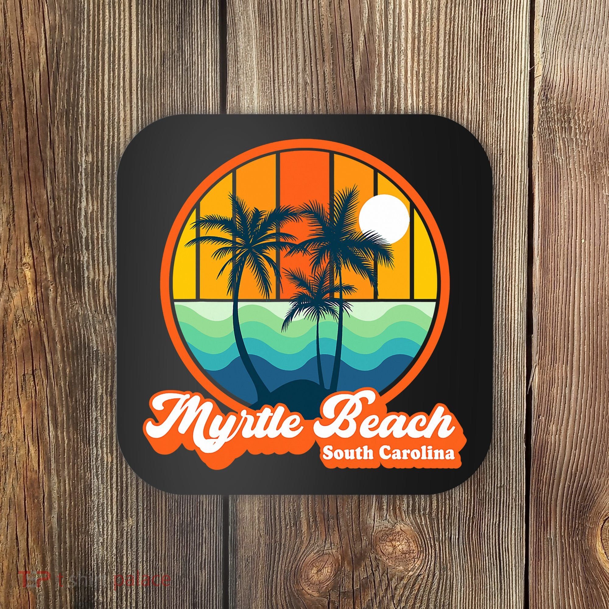 Retro Myrtle Beach South Carolina Summer 90s Beach Souvenirs Coaster