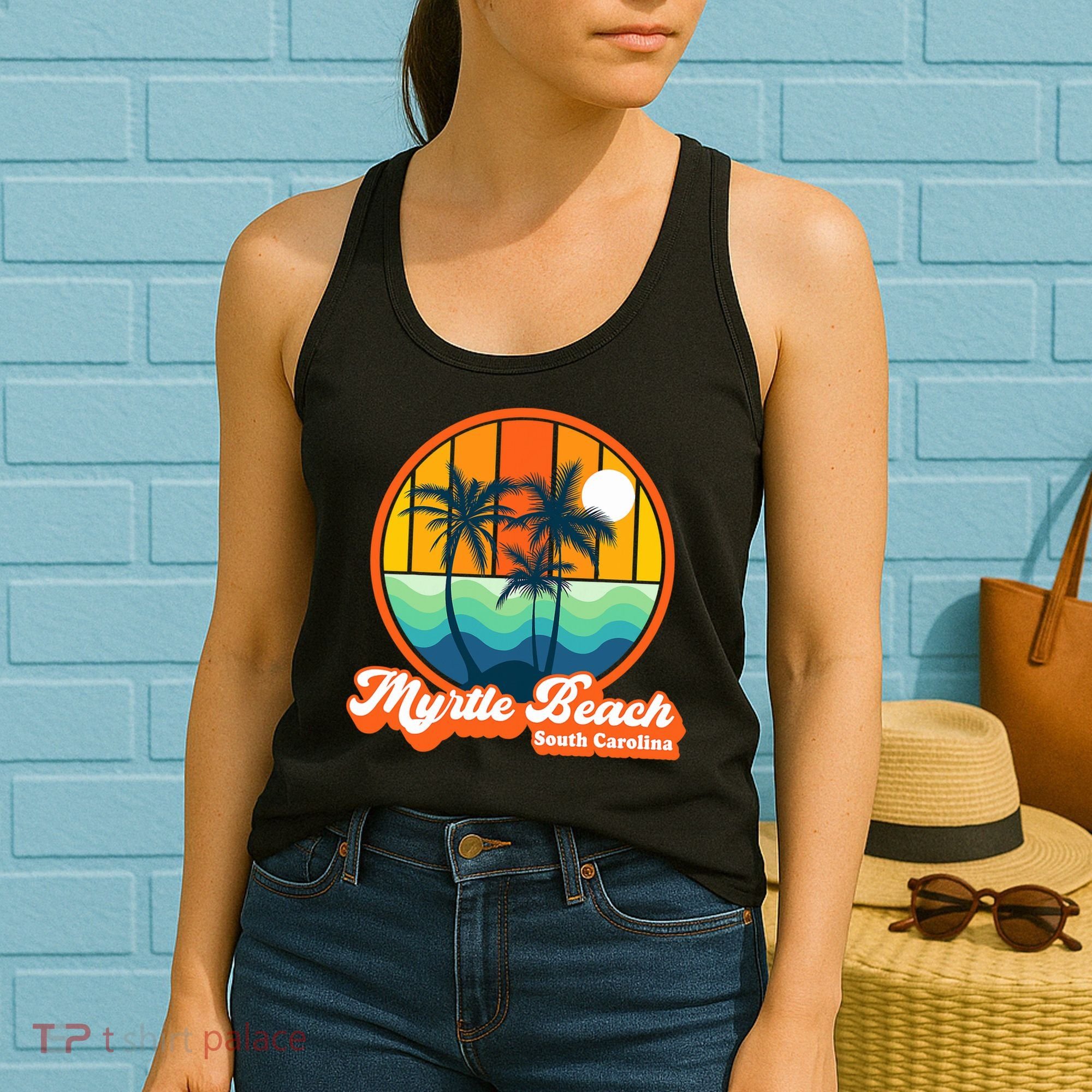 Retro Myrtle Beach South Carolina Summer 90s Beach Souvenirs Women's Tank Top