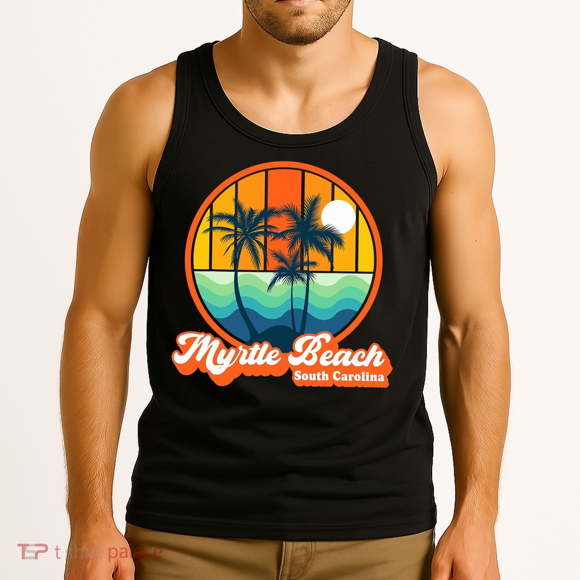 Retro Myrtle Beach South Carolina Summer 90s Beach Souvenirs Tank Top