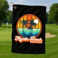 Retro Myrtle Beach South Carolina Summer 90s Beach Souvenirs Golf Towel thumb 1
