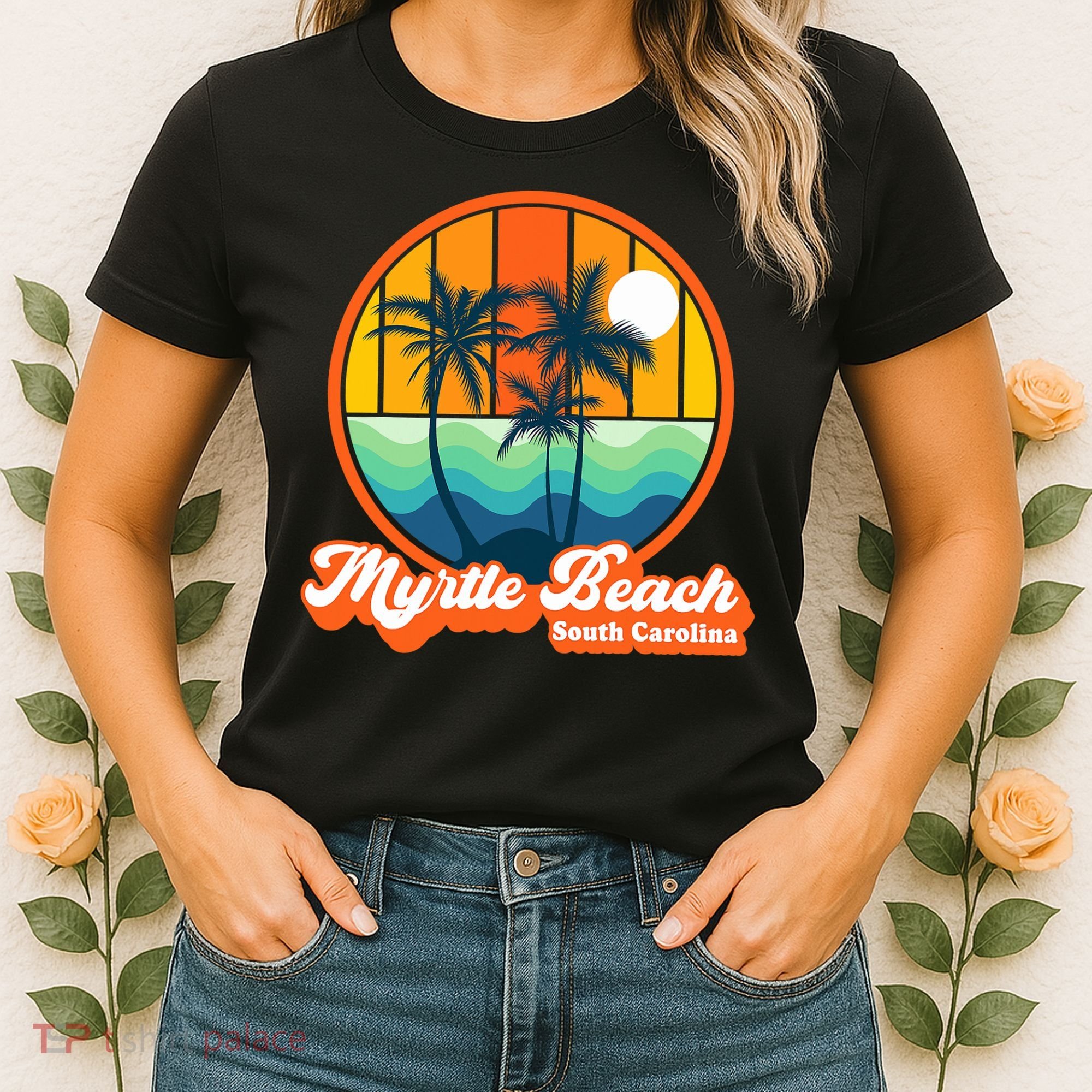 Retro Myrtle Beach South Carolina Summer 90s Beach Souvenirs Women's T-Shirt