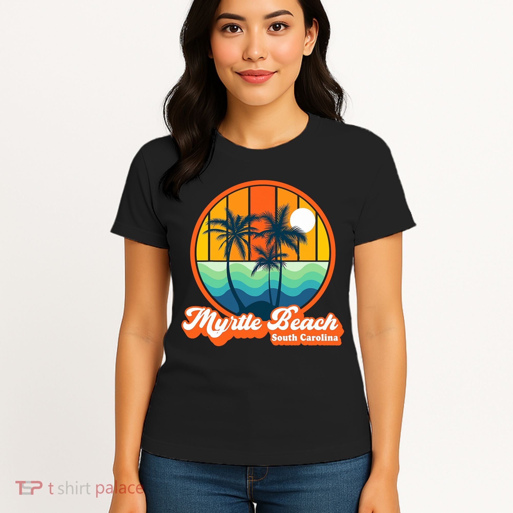 Retro Myrtle Beach South Carolina Summer 90s Beach Souvenirs Women's T-Shirt