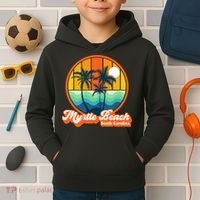 Retro Myrtle Beach South Carolina Summer 90s Beach Souvenirs Kids Hoodie thumb 2