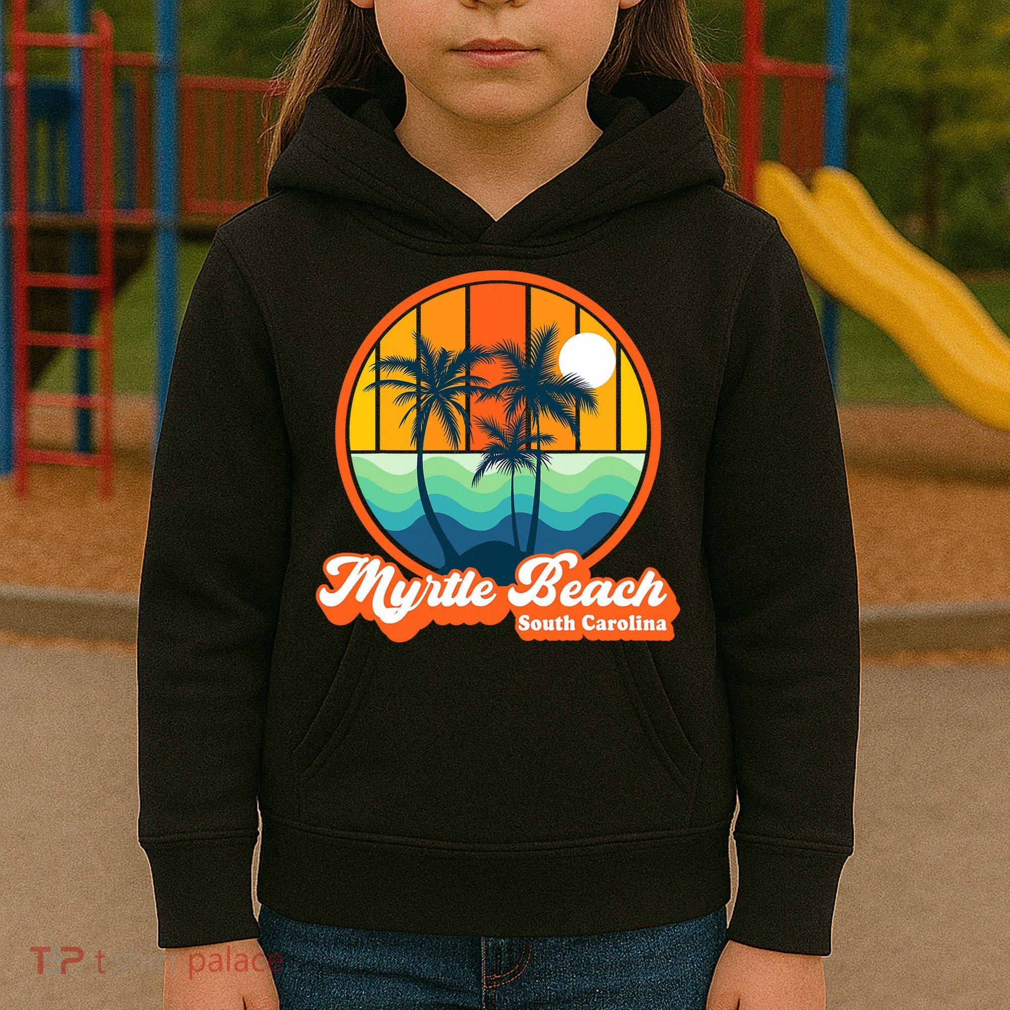 Retro Myrtle Beach South Carolina Summer 90s Beach Souvenirs Kids Hoodie