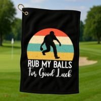 Rub My Balls For Good Luck Funny Bocce Ball Gift Golf Towel thumb 1