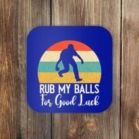 Rub My Balls For Good Luck Funny Bocce Ball Gift Coaster thumb 0