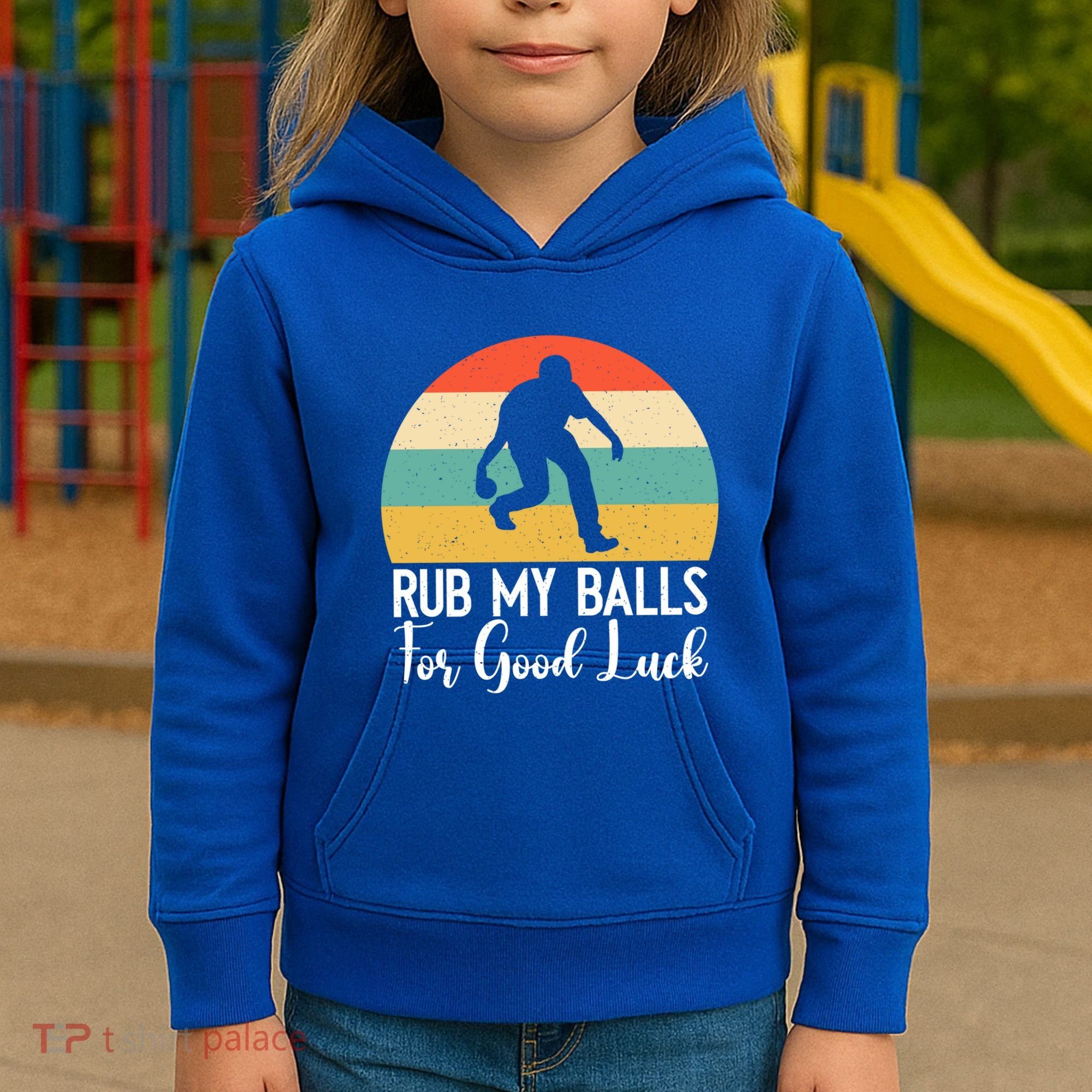Rub My Balls For Good Luck Funny Bocce Ball Gift Kids Hoodie