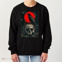 Red Moon Black Gothic Raven Skull Graphic Black Crow Women's Sweatshirt thumb 0
