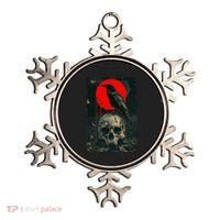Red Moon Black Gothic Raven Skull Graphic Black Crow Ornament thumb 0