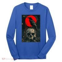 Red Moon Black Gothic Raven Skull Graphic Black Crow Long Sleeve Shirt thumb 0
