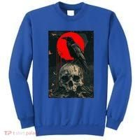 Red Moon Black Gothic Raven Skull Graphic Black Crow Sweatshirt thumb 0