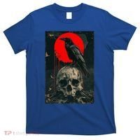 Red Moon Black Gothic Raven Skull Graphic Black Crow T-Shirt thumb 0