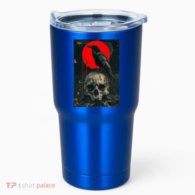 Red Moon Black Gothic Raven Skull Graphic Black Crow Tumbler