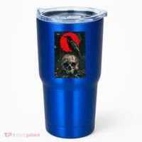 Red Moon Black Gothic Raven Skull Graphic Black Crow Tumbler thumb 0