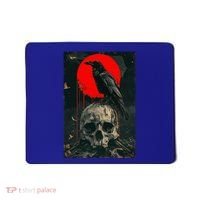 Red Moon Black Gothic Raven Skull Graphic Black Crow Mousepad thumb 0
