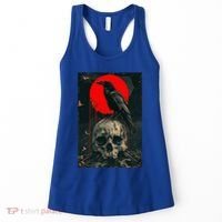 Red Moon Black Gothic Raven Skull Graphic Black Crow Women's Tank Top thumb 0