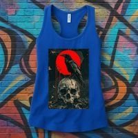 Red Moon Black Gothic Raven Skull Graphic Black Crow Women's Tank Top thumb 3