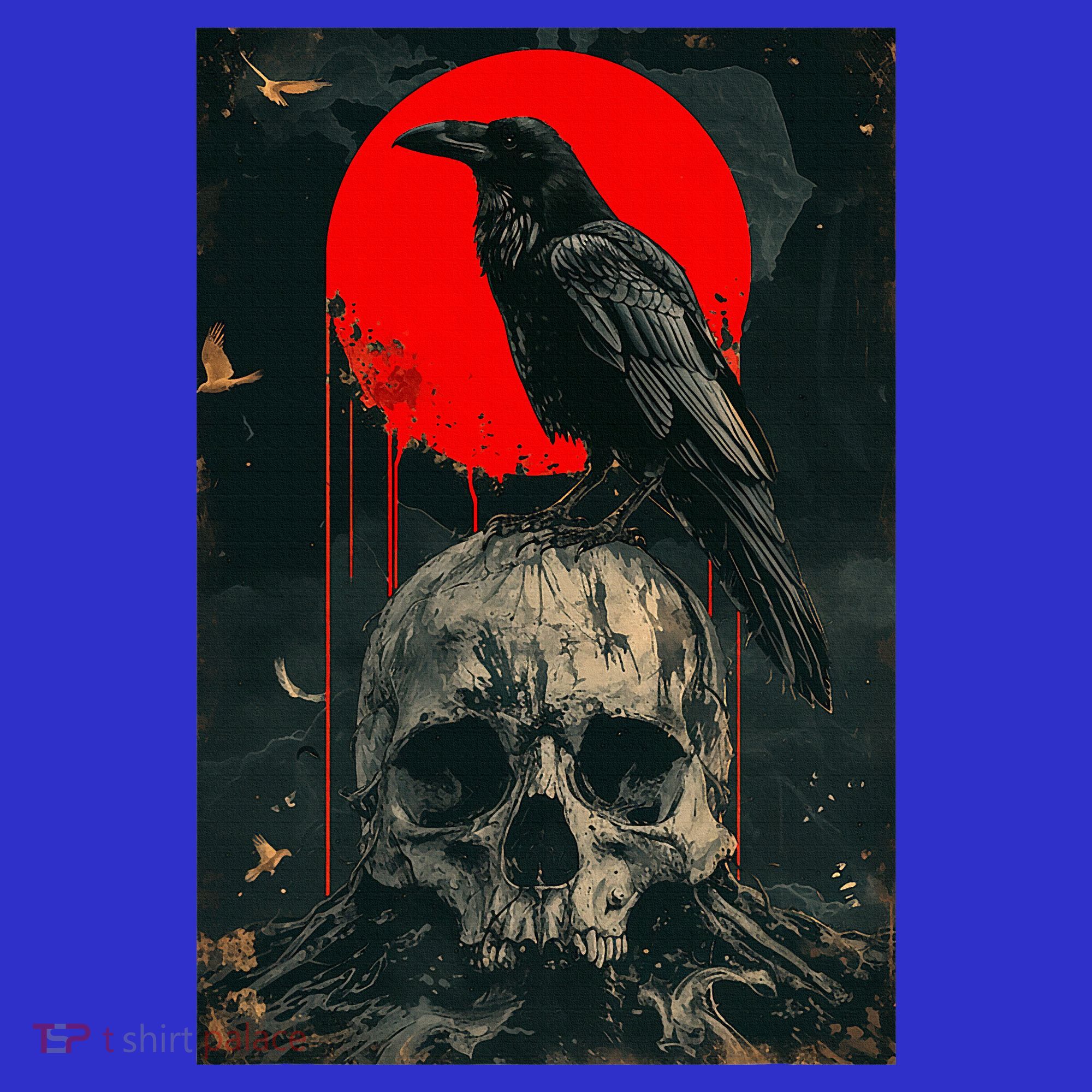 Red Moon Black Gothic Raven Skull Graphic Black Crow Baby Bodysuit