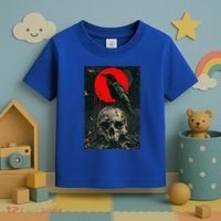 Red Moon Black Gothic Raven Skull Graphic Black Crow Toddler T-Shirt thumb 3