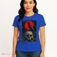 Red Moon Black Gothic Raven Skull Graphic Black Crow Women's T-Shirt thumb 4