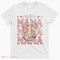 Rodeo Mama Boots Coquette Cow Girl Birthday Party T-Shirt thumb 0