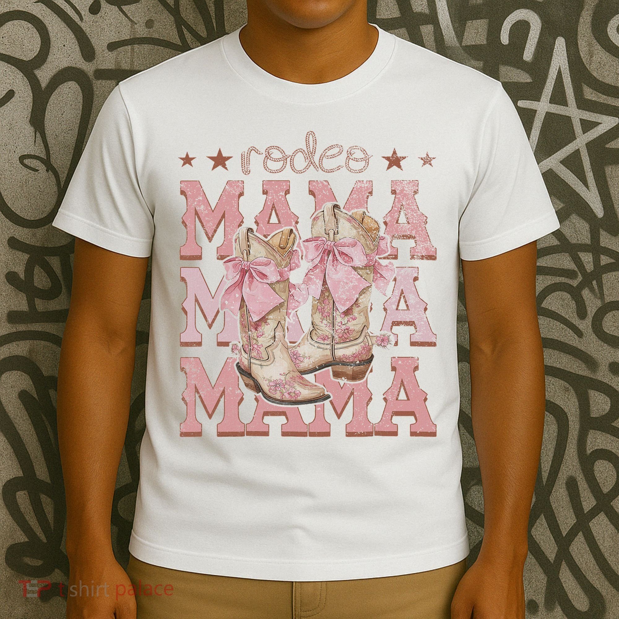 Rodeo Mama Boots Coquette Cow Girl Birthday Party T-Shirt