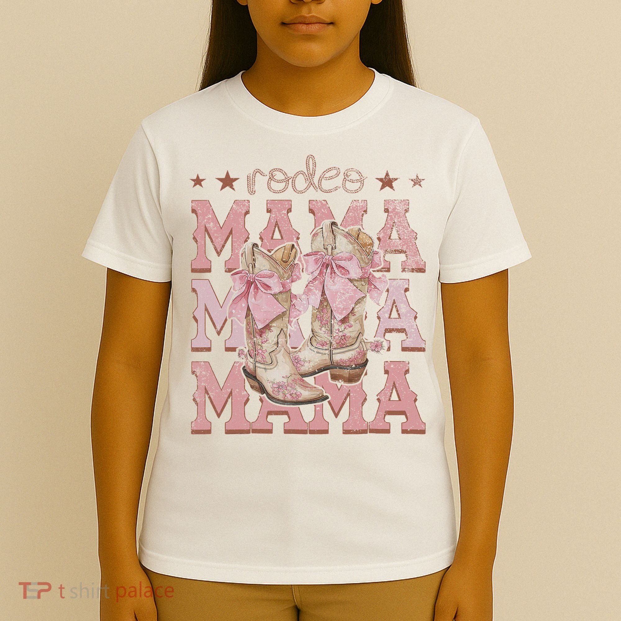 Rodeo Mama Boots Coquette Cow Girl Birthday Party T-Shirt