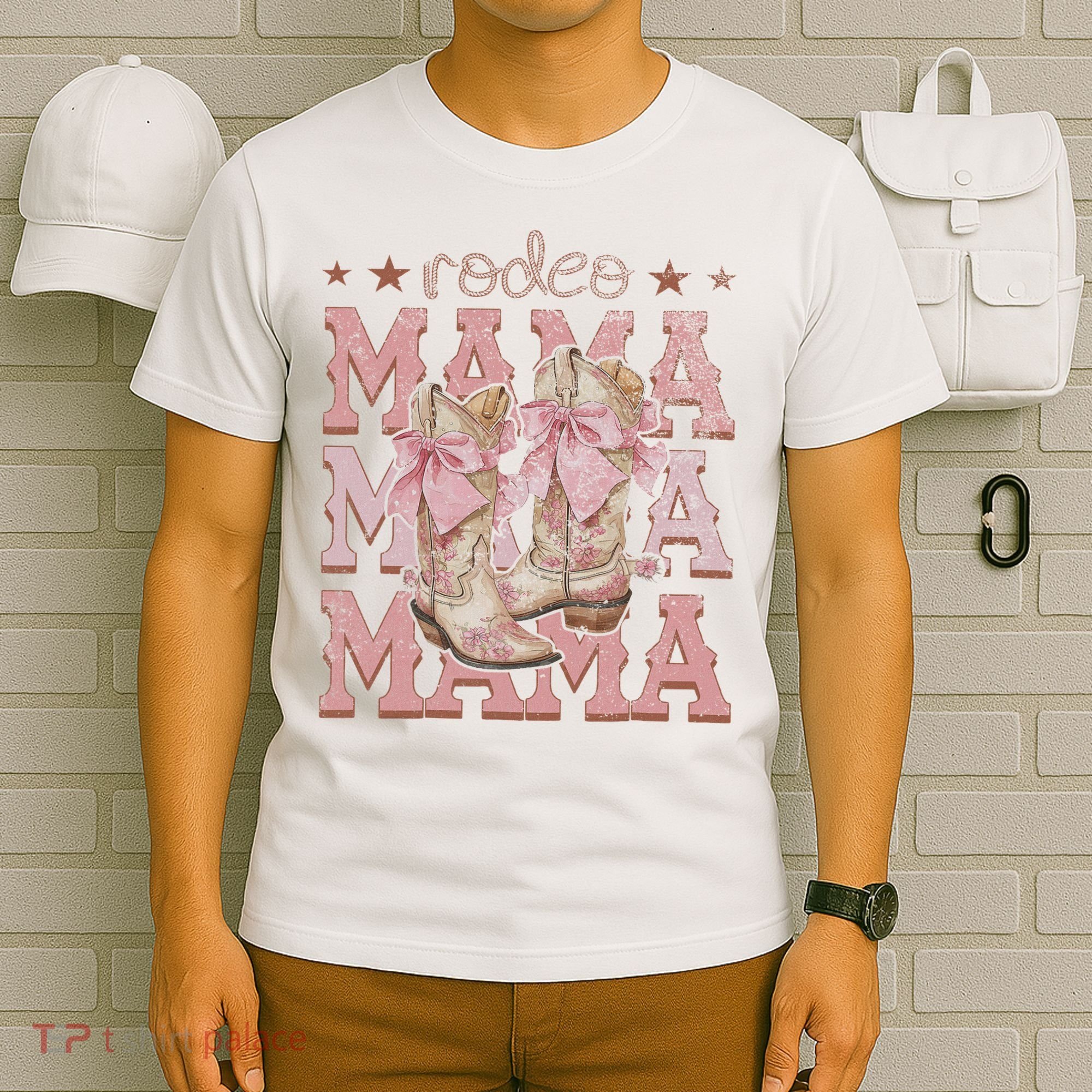 Rodeo Mama Boots Coquette Cow Girl Birthday Party T-Shirt