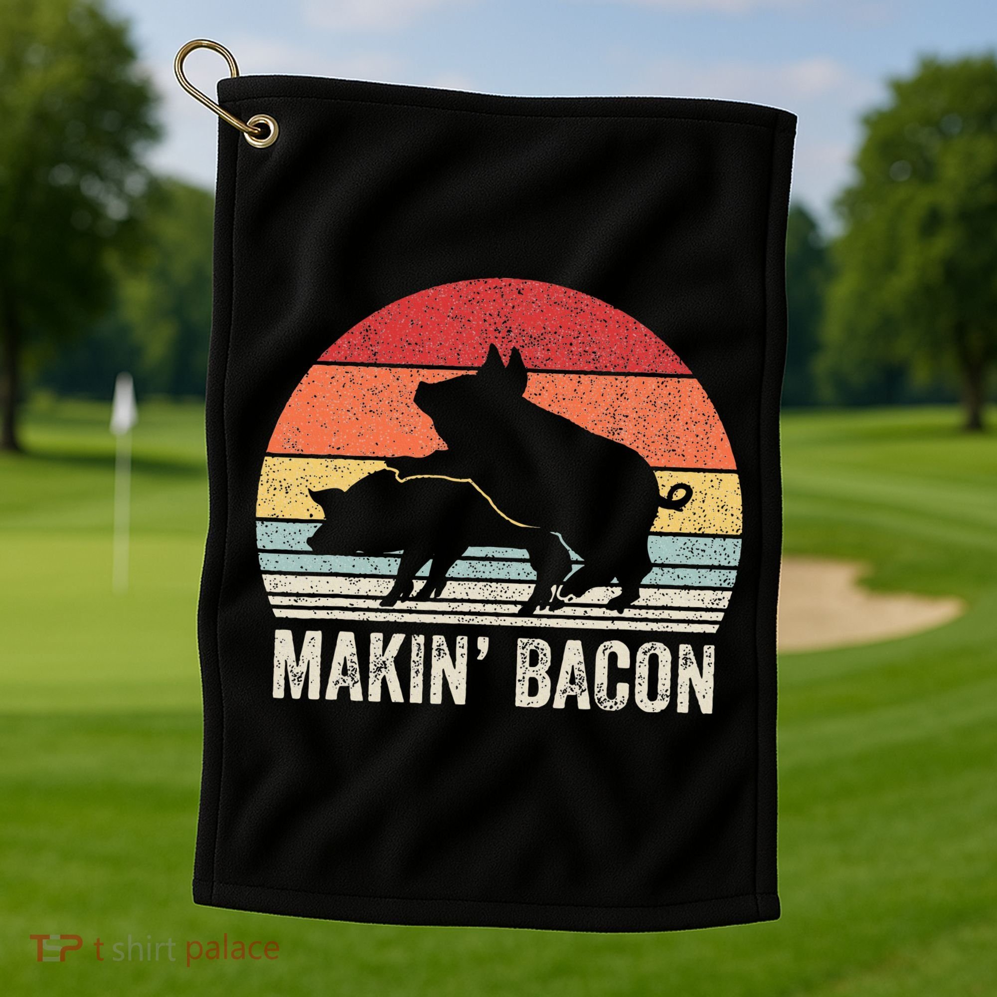 Retro Makin Bacon Pork Bacon Golf Towel