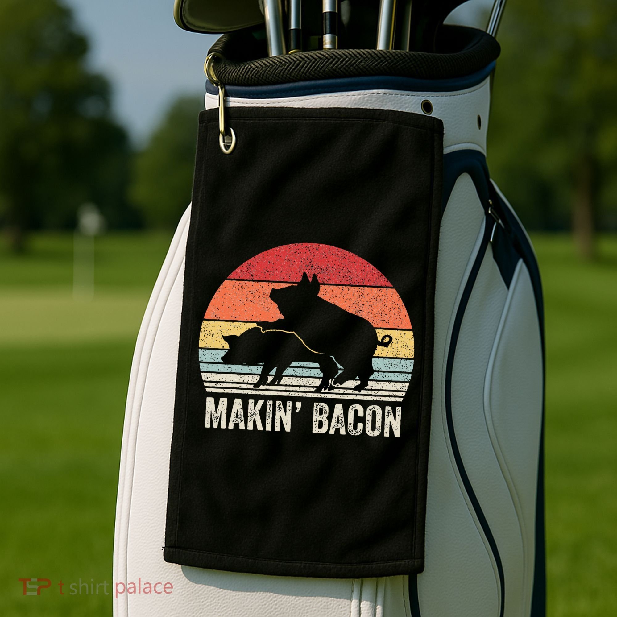Retro Makin Bacon Pork Bacon Golf Towel