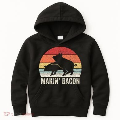 Retro Makin Bacon Pork Bacon Kids Hoodie