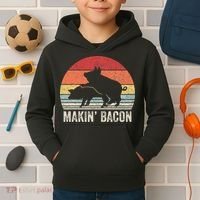 Retro Makin Bacon Pork Bacon Kids Hoodie thumb 2