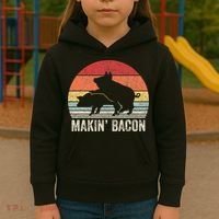 Retro Makin Bacon Pork Bacon Kids Hoodie thumb 3