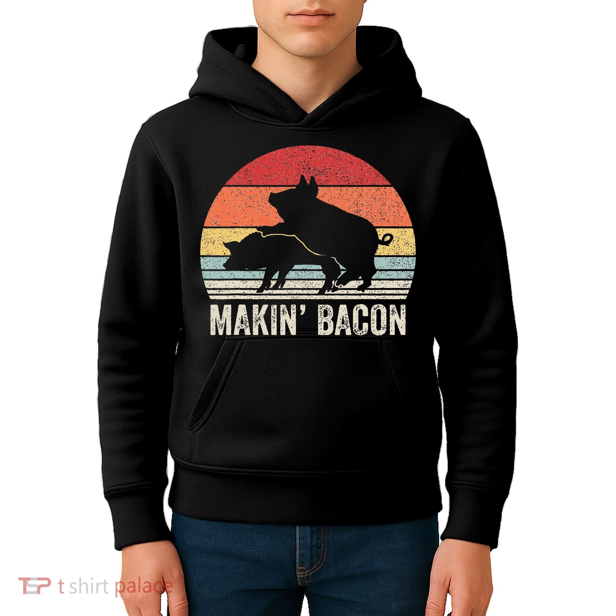 Retro Makin Bacon Pork Bacon Kids Hoodie